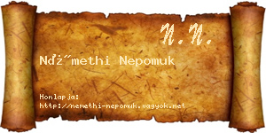 Némethi Nepomuk névjegykártya